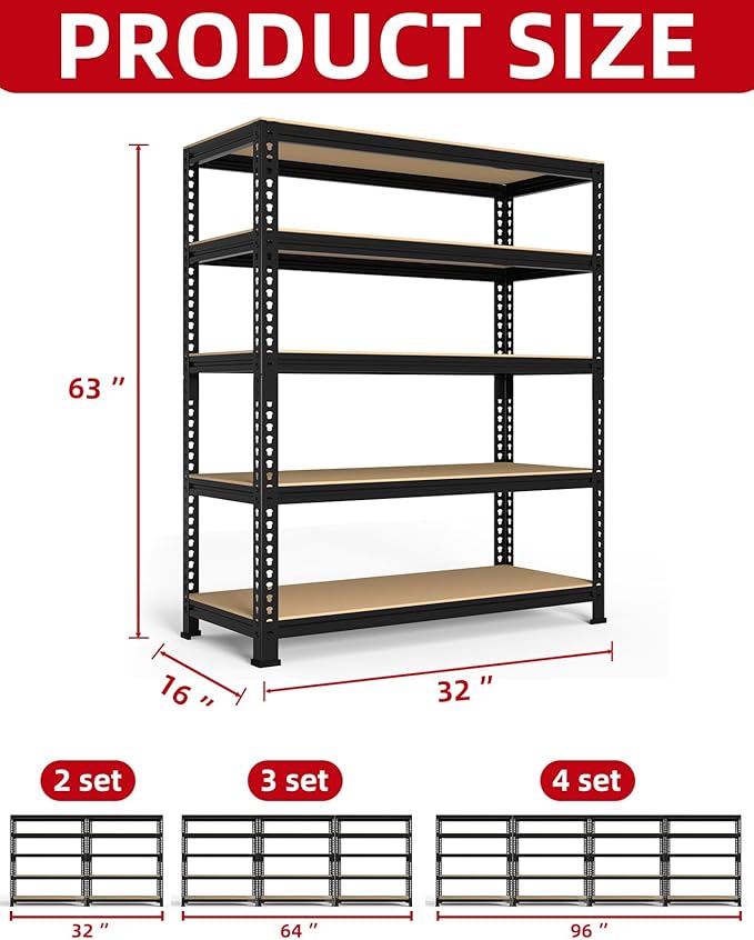 PrimeZone 32" W x 16" D x 63" H Storage Shelves - Image 3