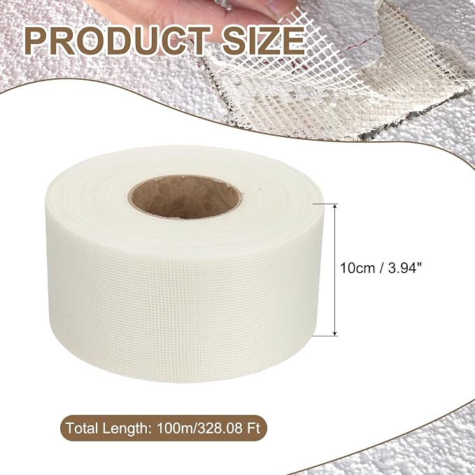 PATIKIL Drywall Repair Mesh Tape, 4 inch x 328 ft Fiberglass Repair Patch - Image 2