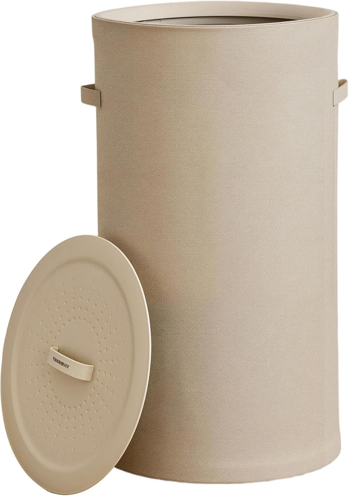 126L Laundry Basket with Lid, Laundry Hamper, Laundry Room, Beige