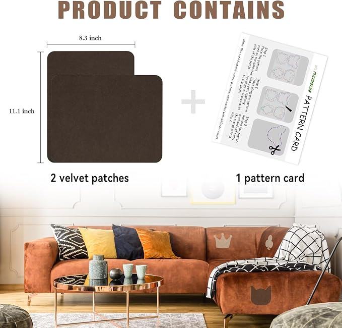 Azobur Fabric Couch Repair Patch 8.3 x 11 inches, Self-Adhesive Fabric Repair - Image 2