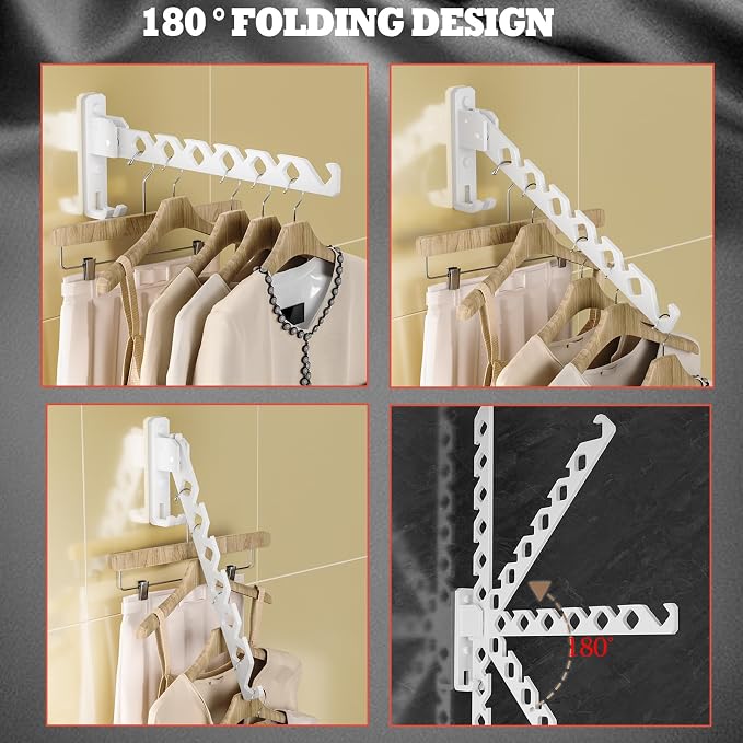 Dr.DJ Wall Mount Coat Hanger Holder White Clothes Drying Organizer Rack Garment - Image 3