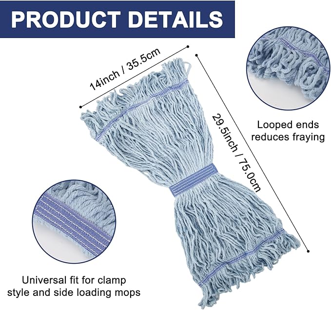 KeFanta 3 Pack Heavy Duty Commercial Mop Head Replacement, Looped End String - Image 4