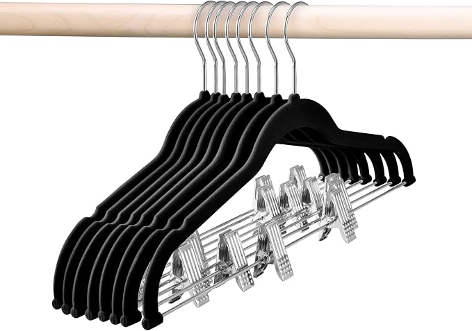 HOUSE DAY Velvet Skirt Hangers 12 Pack, Space Saving Slim Shorts Hanger by HOUSEDAY