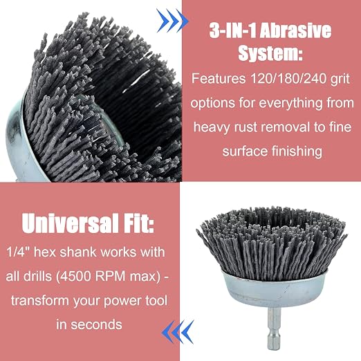 MAXMAN Nylon Drill Brush Set for Rust Removal - Image 3