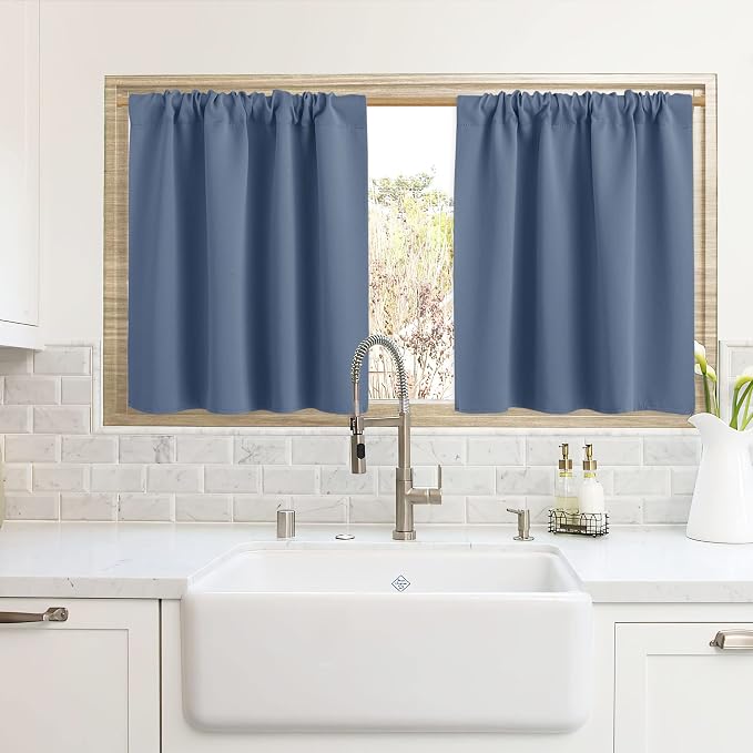 RYB HOME Blackout Curtains for Kitchen, Over Sink Privacy Curtains Window Decor by RYBHOME