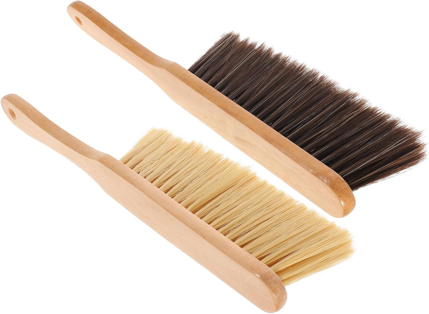 2pcs Wood Handle Dusting Brush Set with Soft and Stiff Bristles, Hand Whisk Broom for Bed, Upholstery, and Household Cleaning, Multipurpose Dust Remover for Home Use