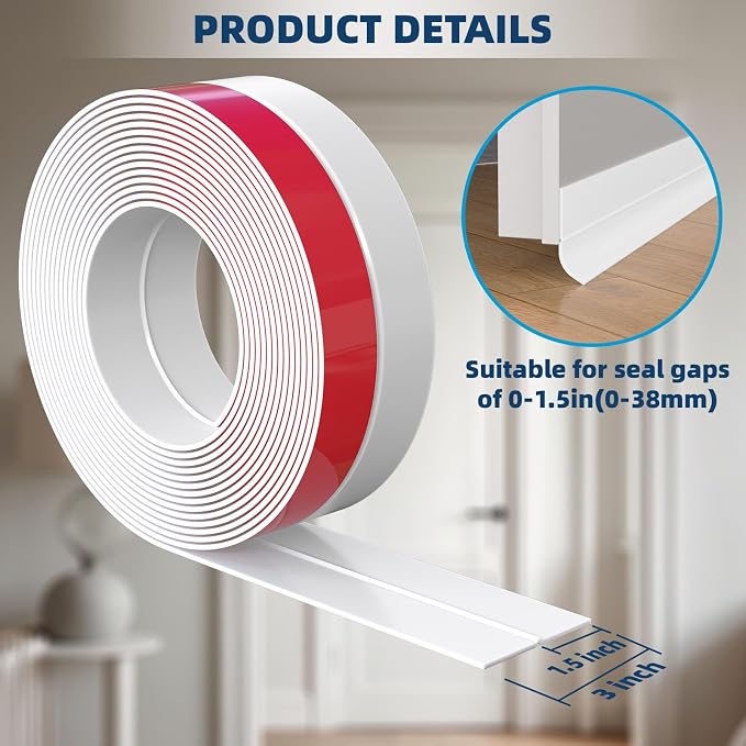 Heavy-Duty 36 ft x 3 in Weather Stripping, Extra Thick 2mm Door Draft Stopper - Image 2