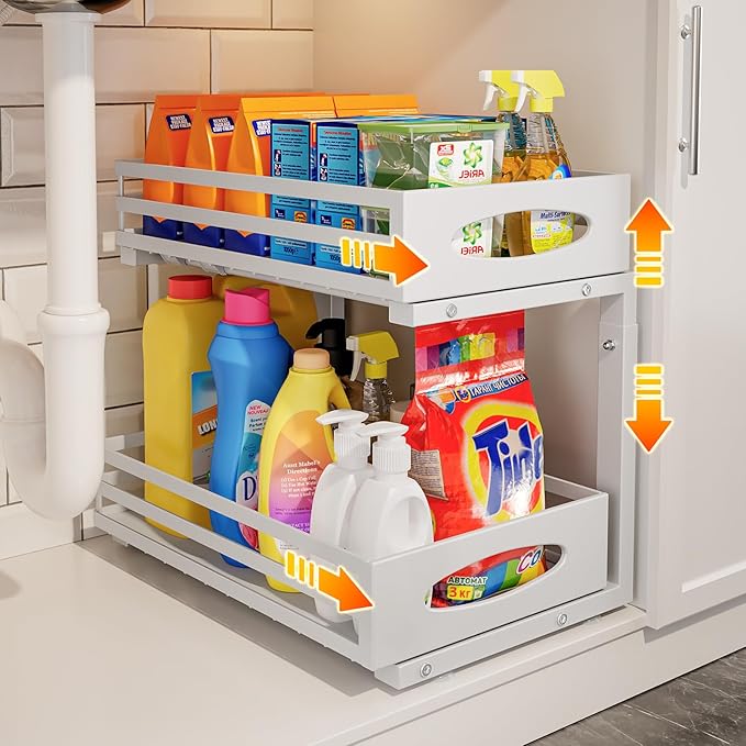 Under Sink Organizer, 2 Tier Under Sink Organizers and Storage, Adjustable by MIXESHOP