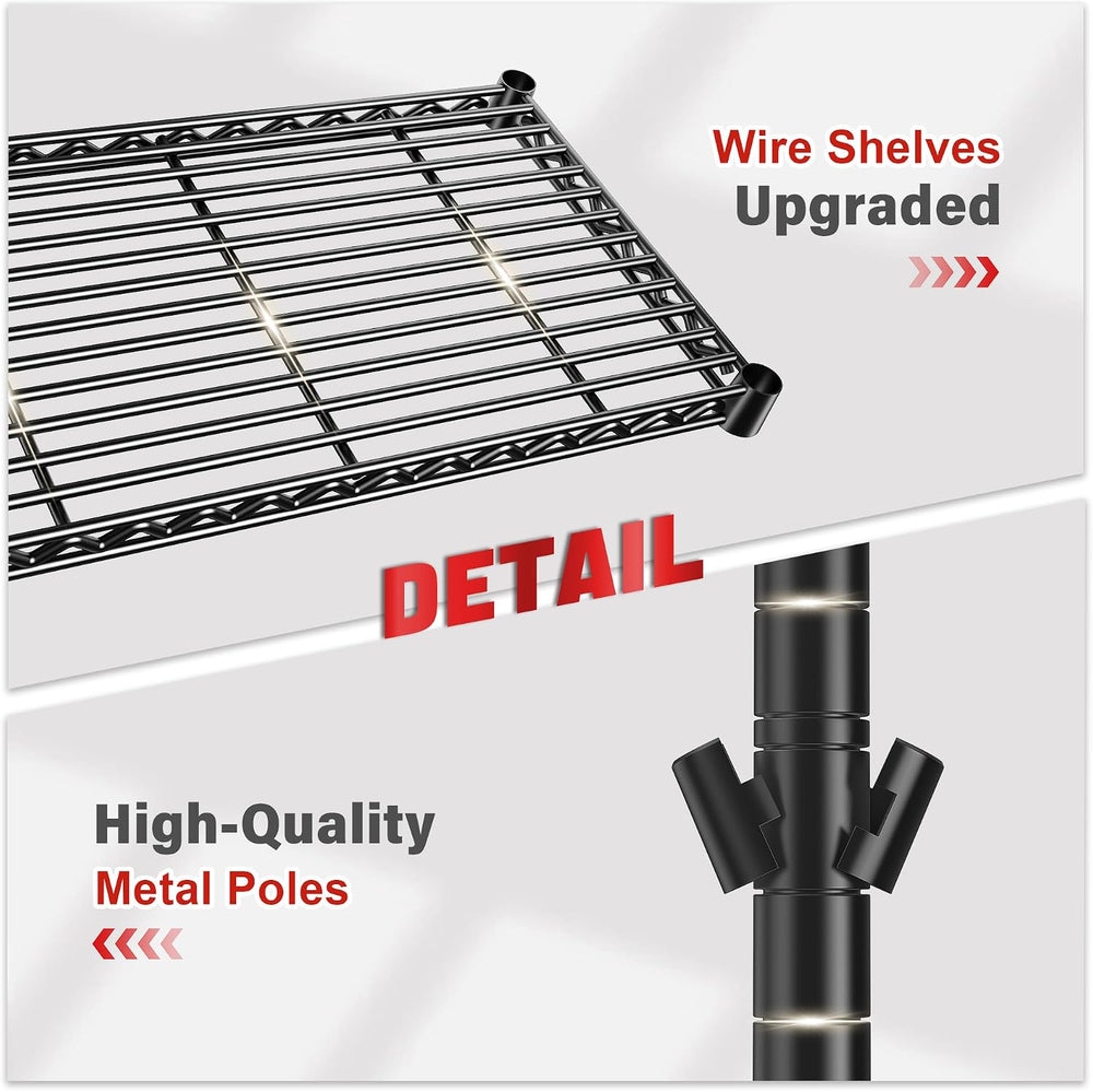 REIBII 60" H Wire Shelving, 1000LBS Heavy Duty & Adjustable, for Kit...