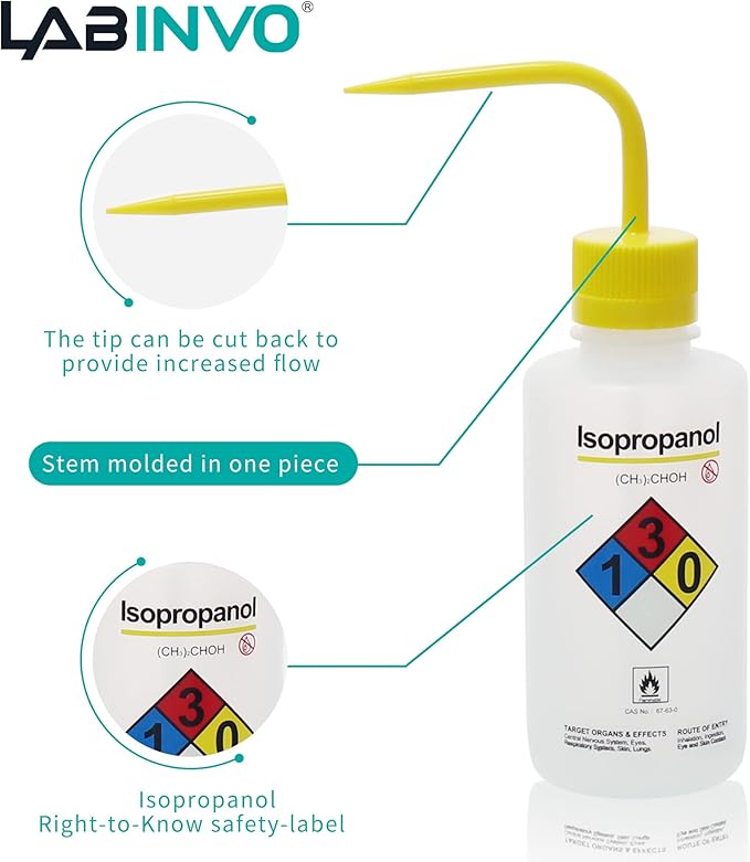 4pcs of Isopropanol Wash Bottles, Narrow Mouth, Self-Venting Safety Wash Bottles - Image 4
