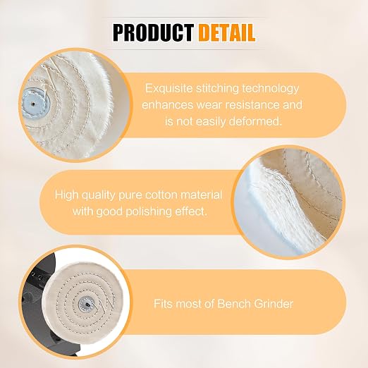 6pcs Buffing Wheel Kit Includes 4pcs 6 Inch Polishing Pads and 2pcs Polishing - Image 2