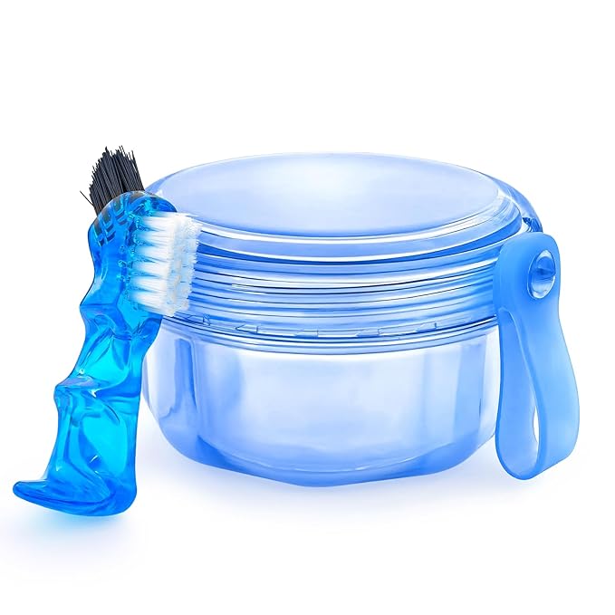 No Leak Partial Denture Case Retainer Bath Box Cup, Denture Soaking Cup False by EZEELAI