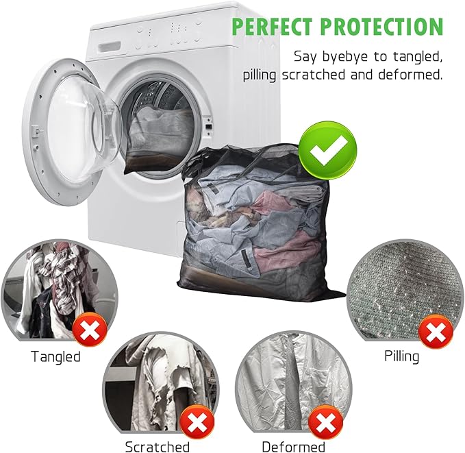 2 Pack Mesh Laundry Bags 24 x 32 inch Laundry Garment Bag Mesh Large Lingerie - Image 5