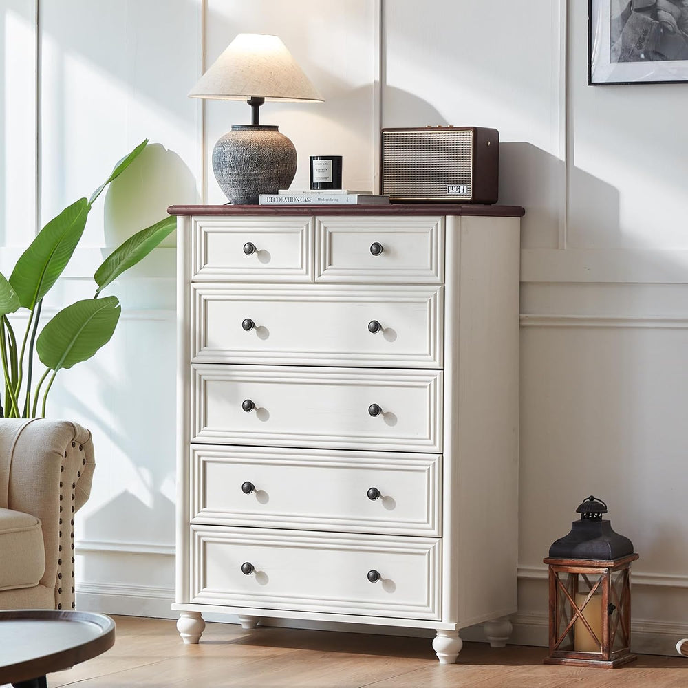 RWYHG Farmhouse 6 Drawer Dresser Set of 2, Chest of Drawers for Bedroom