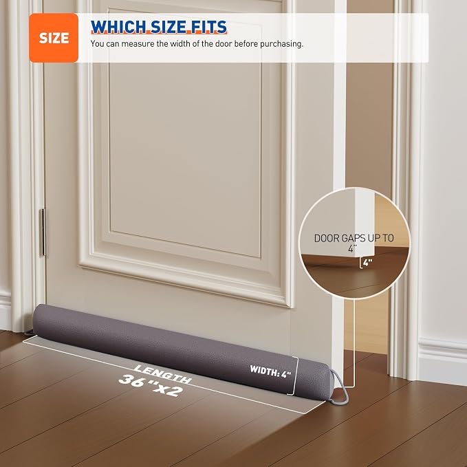 MAGZO Door Draft Stopper, 72 Inch Under Door Draft Blocker Noise Stopper - Image 3