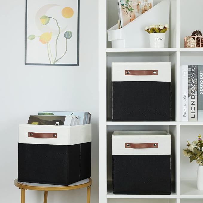 HNZIGE Cubes Storage Bins Set of 4, 11 x 11 Fabric Storage Cube Baskets - Image 6