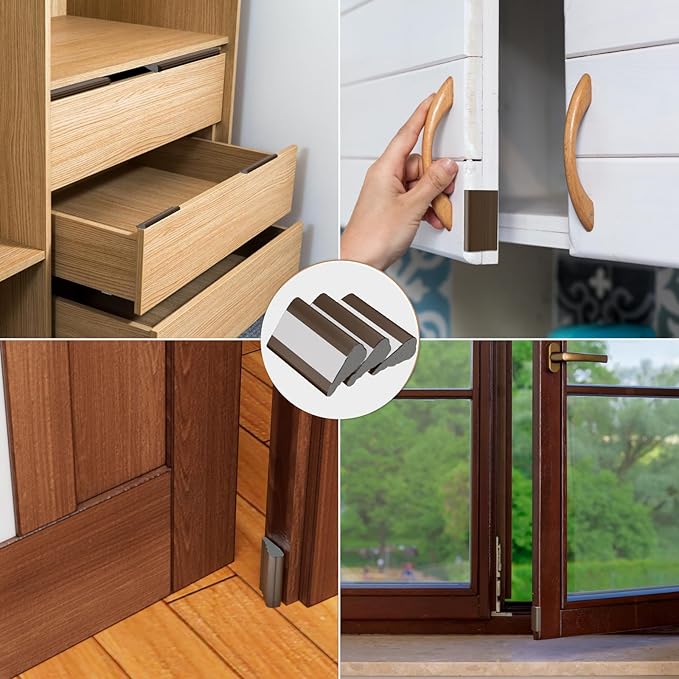 Wedge-Shape Window Weather Stripping Door Frame Seal Strip 196” Brown, Upgrade - Image 7