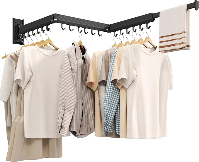 Wall Mounted Clothes Drying Rack, Collapsible Laundry Drying Rack, Retractable by Unknown