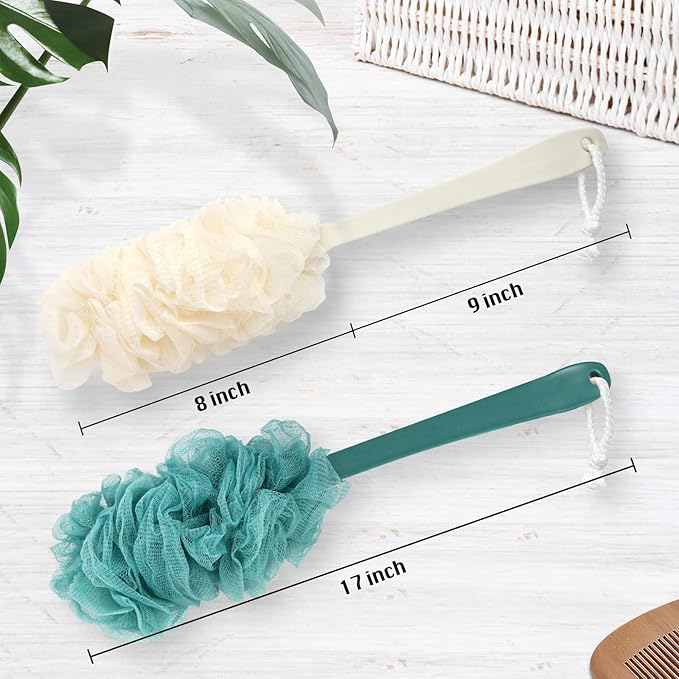 2Pack Back Scrubber for Shower，PIPUHA Loofah Sponge Shower Brush Using Body - Image 2