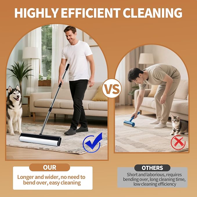 Large Lint Rollers for Carpet, 15.74 in Extra Sticky Rollers for Floor - Image 4