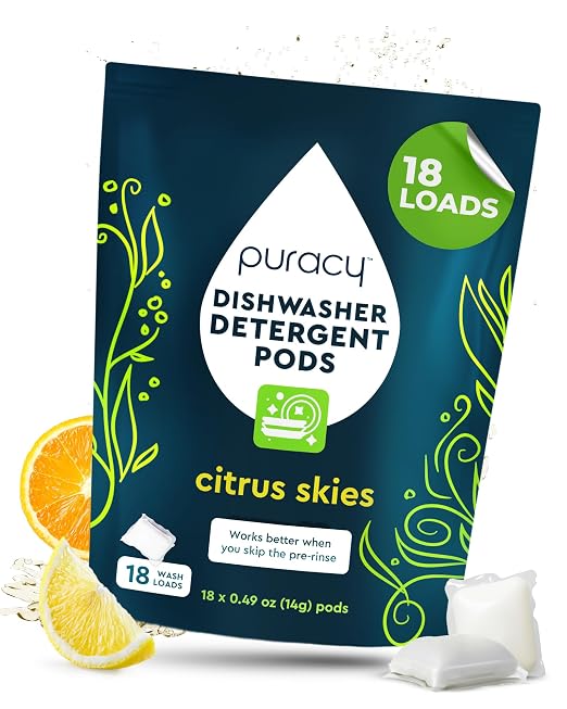 Puracy Dishwasher Pods, Natural Dishwasher Detergent, Free & Clear Dish tabs by Puracy