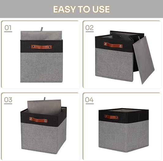 HNZIGE Storage Baskets for Organizing, Square Fabric Storage Cubes Bins 13 x 13 - Image 2