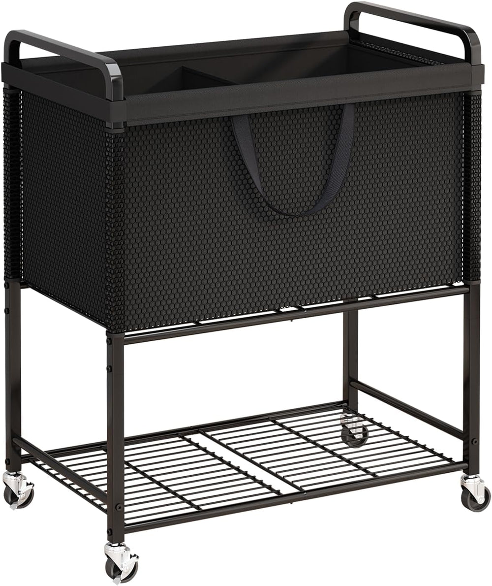 Laundry Hamper Rolling Sorter: 120L Large Basket with Wheels Removable Bag