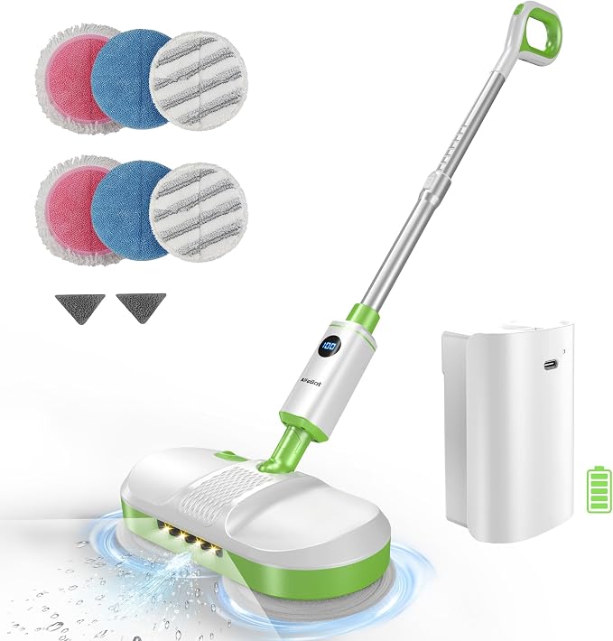 AlfaBot Cordless Electric Mop for Floor Cleaning, Dual Spin Mop by SmartCleaningTools