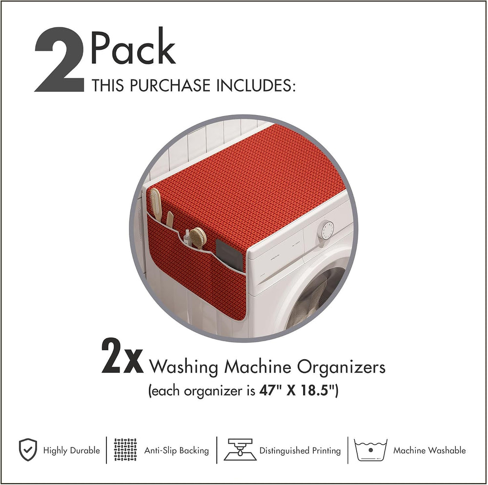 Ambesonne Modern Washing Machine Organizer Pack of 2, Knitting Look Design Re...