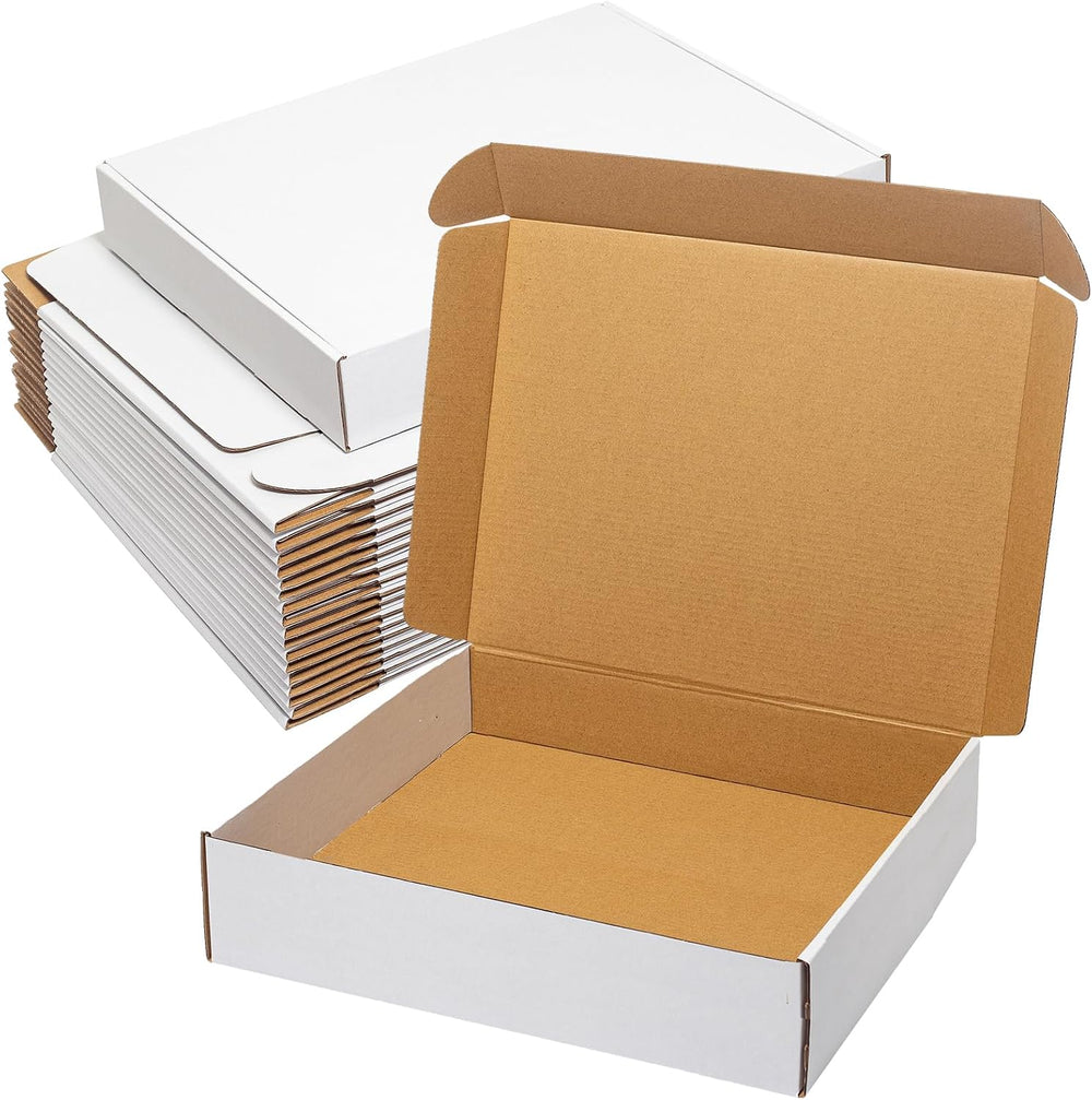 Wowxyz White Shipping Boxes 13x11x3" 20 Pack Corrugated Cardboard Box