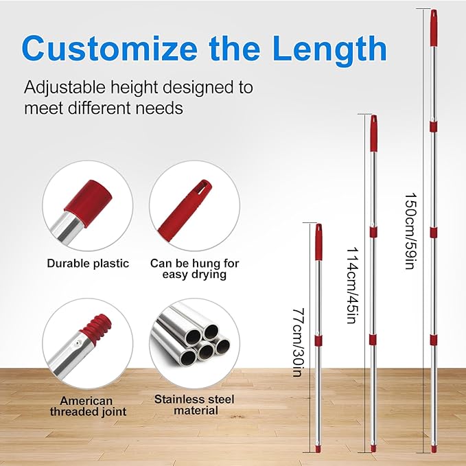 Microfiber Dust Mop for Hardwood Floors, Flat Mops for Floor Cleaning, - Image 4