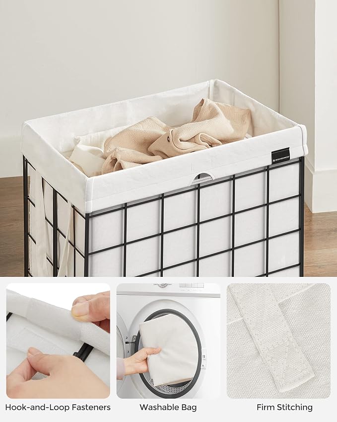 SONGMICS Laundry Hamper, 23.8 Gal. Laundry Basket, Collapsible Clothes Hamper - Image 3