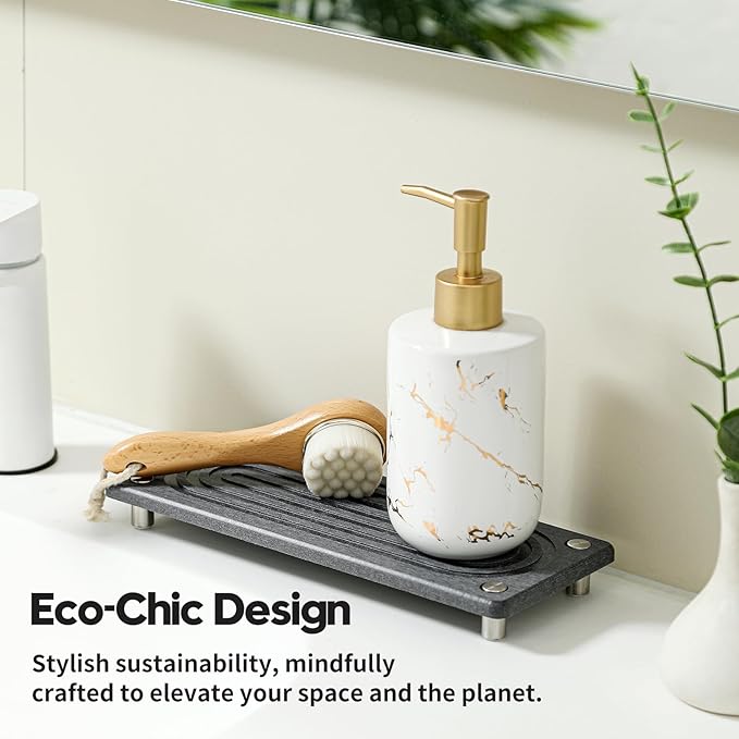Water Absorbing Stone Sink Caddy Kitchen Sink Organizer Tray, Diatomite - Image 7