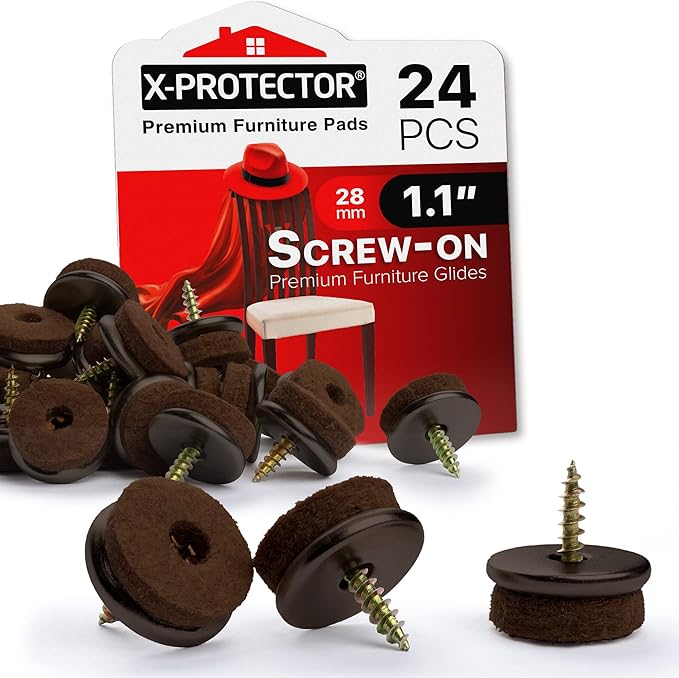 Screw-On Felt Furniture Pads X-Protector 24 PCS by X-Protector