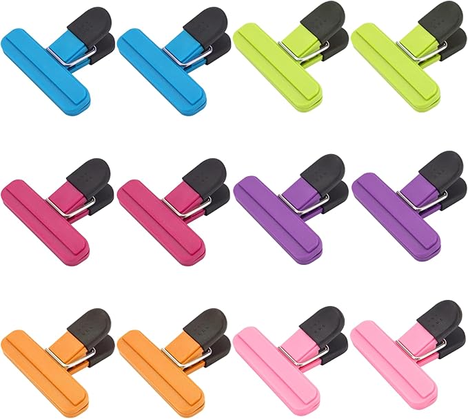 Chip Clips, 12 Pack Food Clips, Snack Bag Clip, Plastic Heavy Duty Seal Grips by EWOID