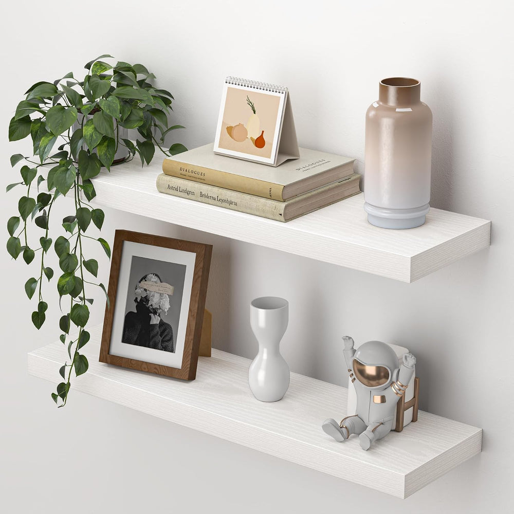 Heimlove 24 Inch Floating Shelves for Wall,Mounted Storage Wood Shelves with ...