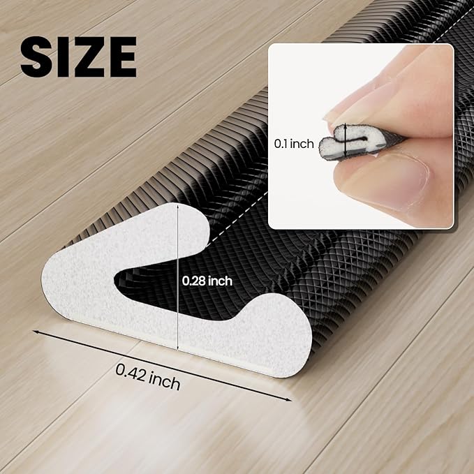 V Shape Foam Weather Stripping Door Frame Seal Strip 33FT Black, Draft Stopper - Image 2