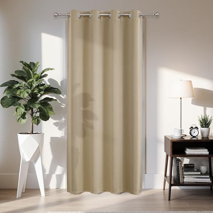 Joydeco Blackout Door Curtain for Doorway Privacy 84 Inches Long, Grommet by JOYDECO