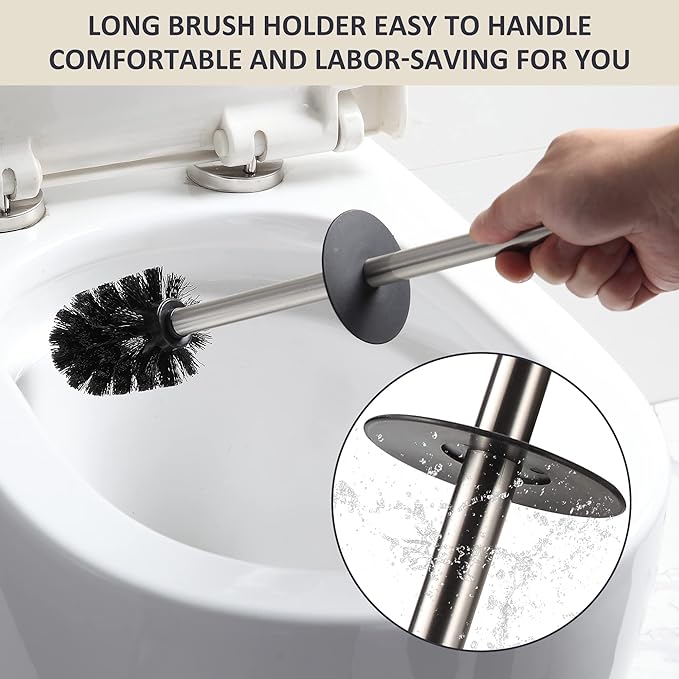 BGL Toilet Brush Holder Freestanding, Brushed Nickel, 304 Stainless Steel - Image 5