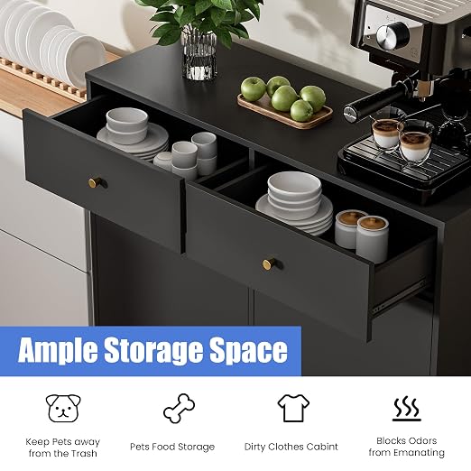 Double Tilt Out Trash Can Cabinet, Trash Storage Cabinet - Image 6
