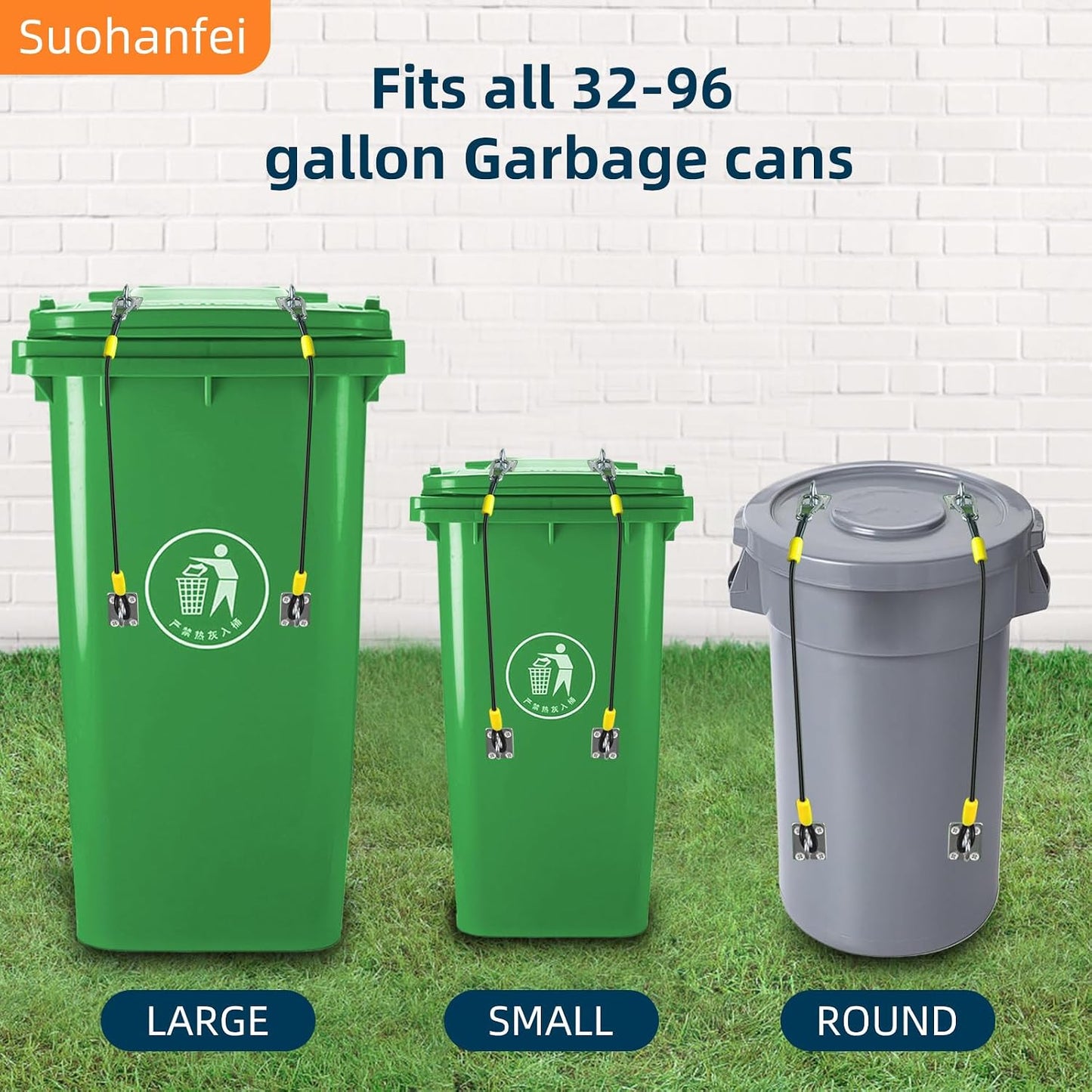 4 Pcs Trash Can Lid Lock for Animal, Bear Proof Trash Can Locks, Universal Outdoor Heavy Duty Garbage Bin Lock for Raccoon, Easy to Install