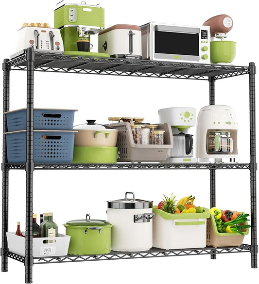 Storage Shelves, 3-Tier Adjustable Metal Industrial Utility Shelf Rack by Unknown
