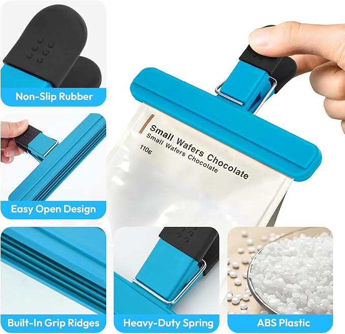 OWLKELA Chip Clip, 6 Pack Colors Wide Open Bag Clips - Image 3