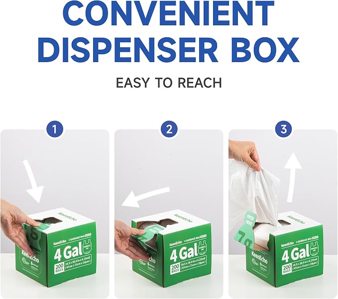 Small Trash Bags with Handles 13 Gallon 80 Count White - Image 3