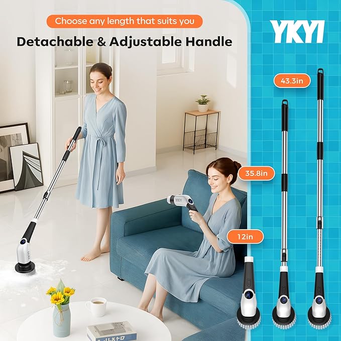 YKYI Electric Spin Scrubber, Cordless Cleaning Brush, Shower Cleaning Brush - Image 2