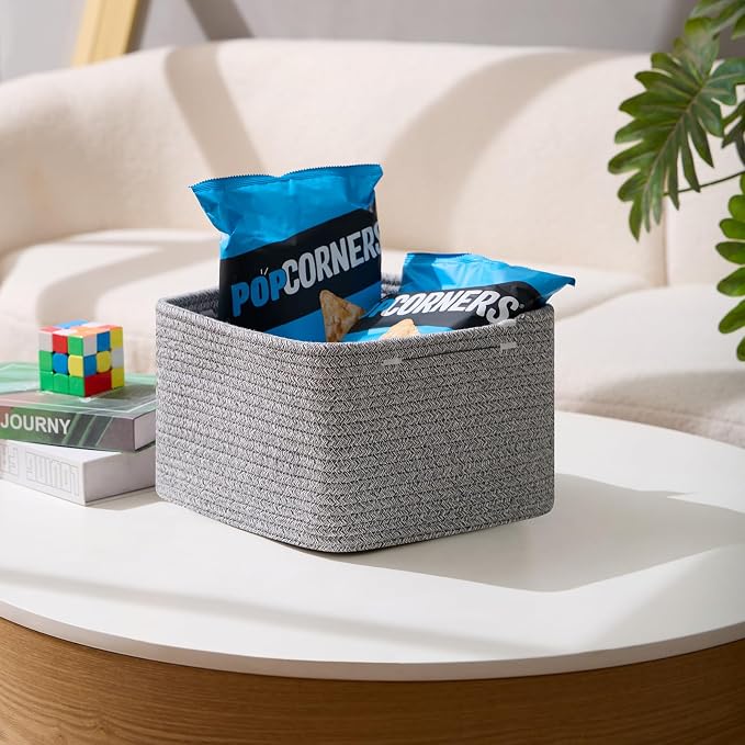 Small Organizing Baskets for Cubes Shelf, 9.7x9.7x7.1 Inch Rope Woven Storage - Image 5