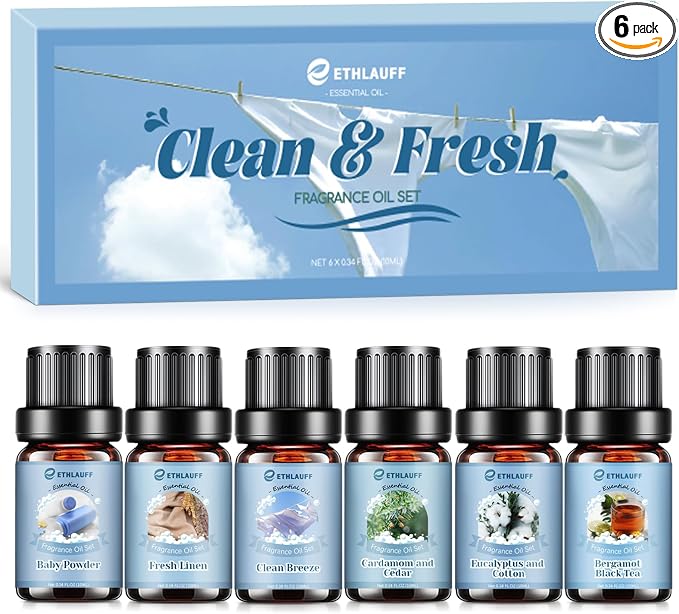 Clean Essential Oils Set, Laundry Collection Essential Oils Set, Use by Ethlauff