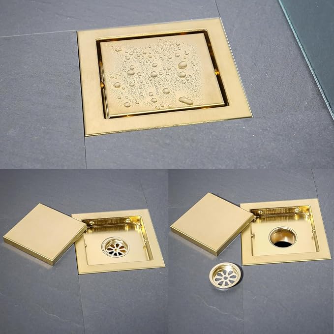 RANDOM Brushed Gold Shower Drain Square - Image 8