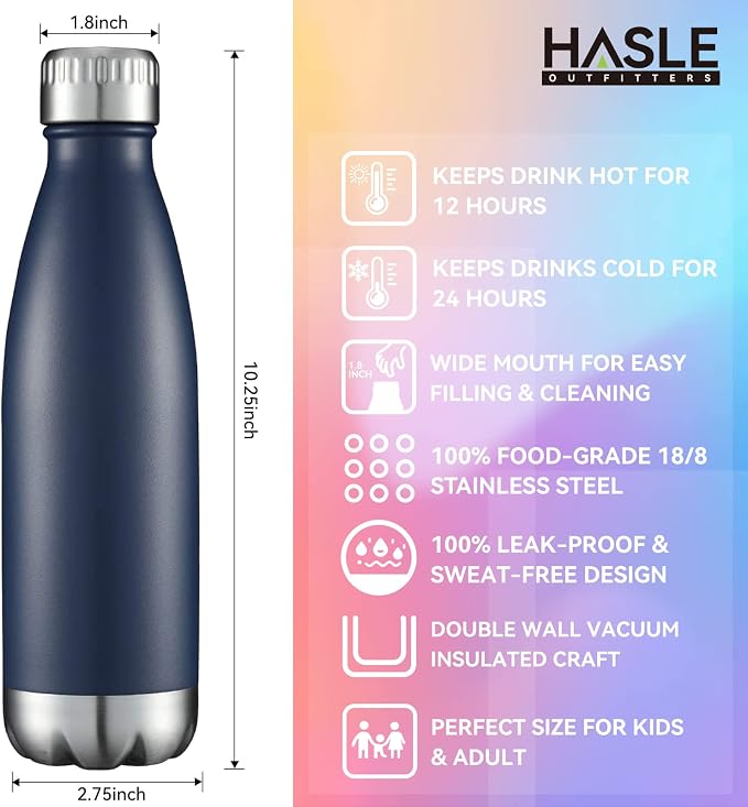HASLE OUTFITTERS 17oz Stainless Steel Water Bottles, Vacuum Insulated Water - Image 5