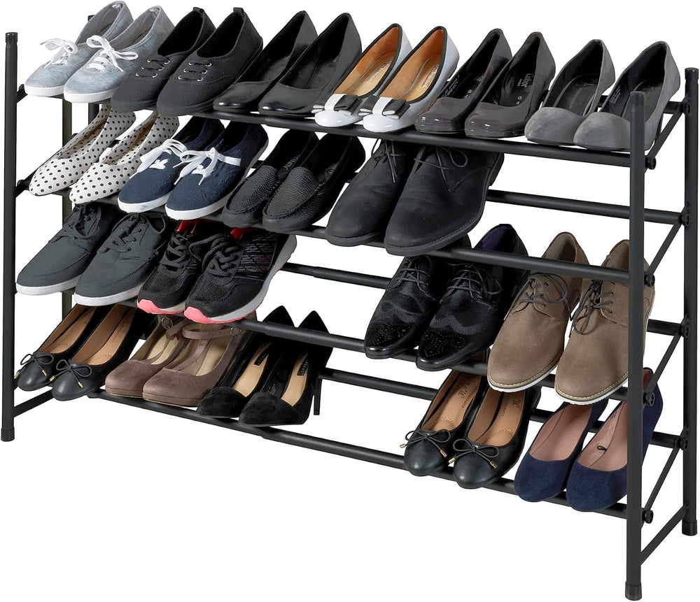 WENKO Anti-Slip Shoe Rack Hero Extendable Shoe Storage for 24 Pairs of Shoes,...